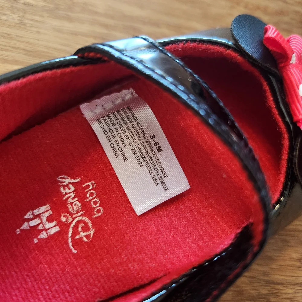 Disney baby Minnie Mouse Black Ballet Flat Baby Girl Shoes size 3-6 months